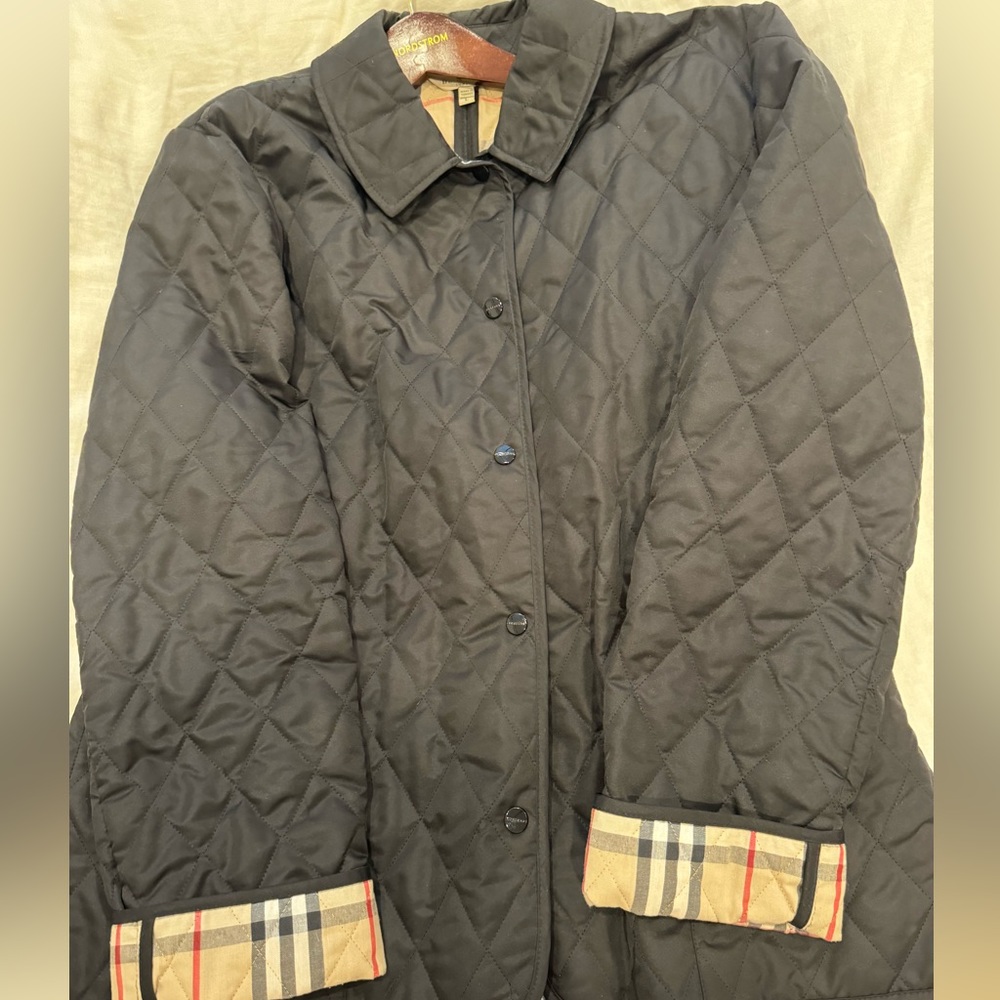 Black Quilted Burberry Jacket - Large
